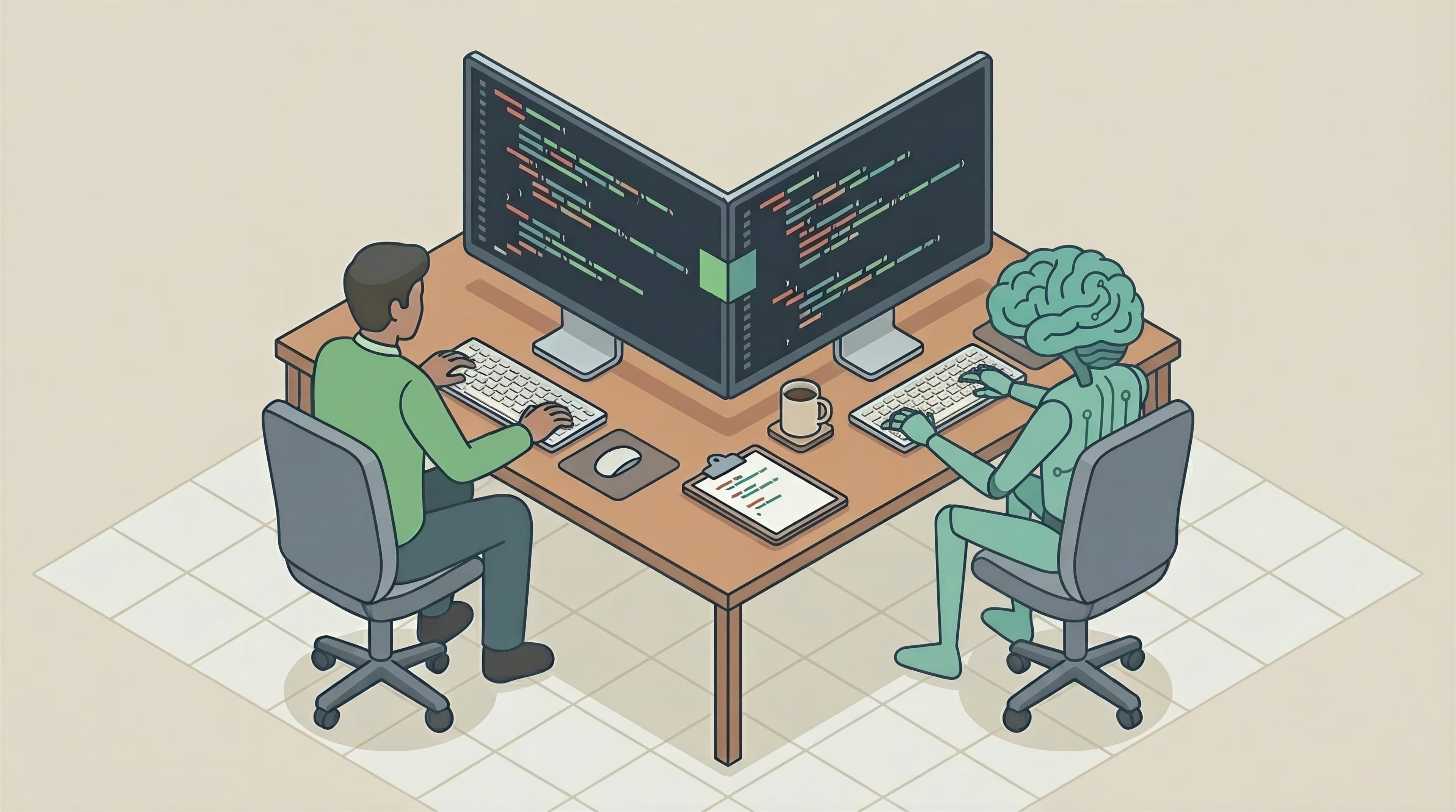 Engineer and AI agent co-developing test code